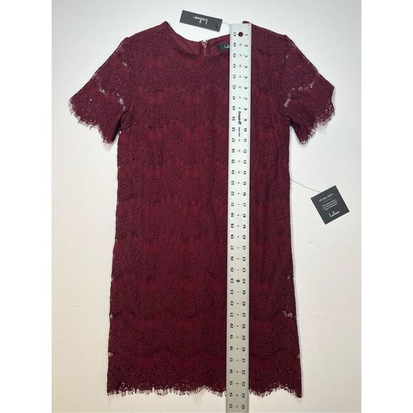Lulus Take Me to Brunch Burgundy Lace Shift Dress Size Extra Small XS New W Tags - Picture 5 of 11